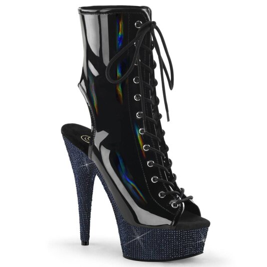 Pleaser BEJEWELED-1016-6 Botín Plataforma Holo Metalizado Negro EU-44 / US-14