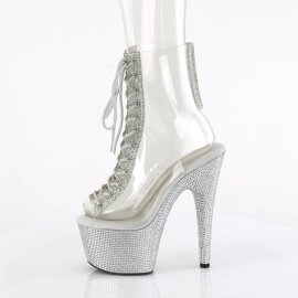 Pleaser BEJEWELED-1016C-2-7 Botín Plataforma Metalizado Plata Transparente EU-35 / US-5