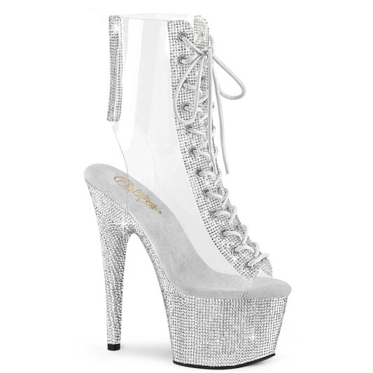 Pleaser BEJEWELED-1016C-2-7 Botín Plataforma Metalizado Plata Transparente EU-37 / US-7