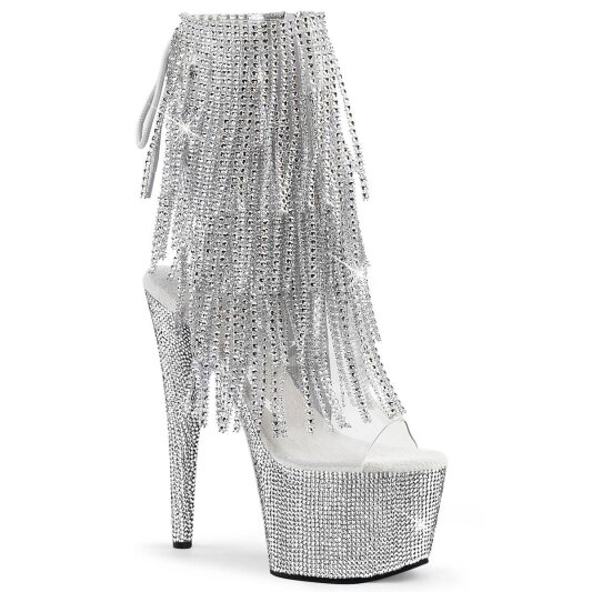 Pleaser BEJEWELED-1017RSF-7 Botín Plataforma Metalizado Plata Transparente EU-38 / US-8