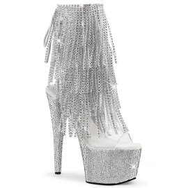 Pleaser BEJEWELED-1017RSF-7 Botín Plataforma Metalizado Plata Transparente EU-38 / US-8