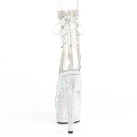 Pleaser BEJEWELED-1018C-2RS Botín Plataforma Metalizado Plata Transparente EU-42 / US-12