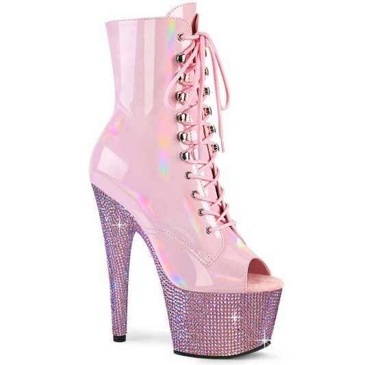 Pleaser BEJEWELED-1021-7 Botín Plataforma Holo Metalizado Rosa Claro EU-41 / US-11