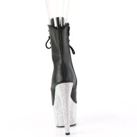 Pleaser BEJEWELED-1021-7 Botín Plataforma Cuero Sintético Metalizado Negro Plata EU-36 / US-6