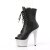 Pleaser BEJEWELED-1021-7 Botín Plataforma Cuero Sintético Metalizado Negro Plata EU-36 / US-6