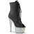 Pleaser BEJEWELED-1021-7 Botín Plataforma Cuero Sintético Metalizado Negro Plata EU-39 / US-9