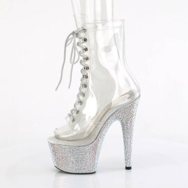 Pleaser BEJEWELED-1021C-7 Botín Plataforma Metalizado Plata Transparente EU-36 / US-6