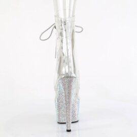 Pleaser BEJEWELED-1021C-7 Botín Plataforma Metalizado Plata Transparente EU-36 / US-6