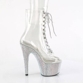 Pleaser BEJEWELED-1021C-7 Botín Plataforma Metalizado Plata Transparente EU-36 / US-6