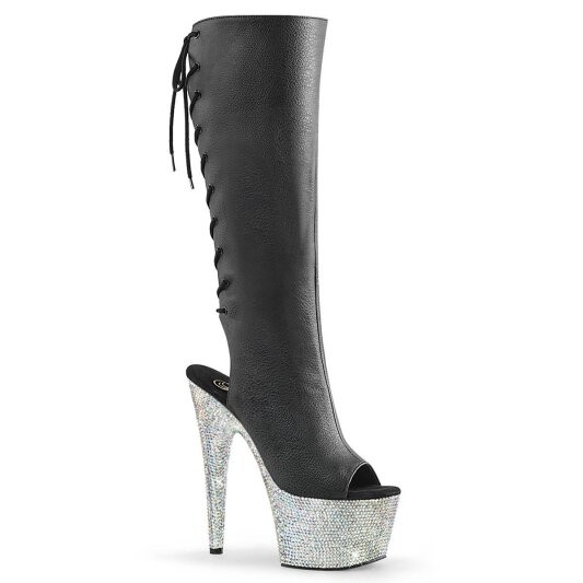 Pleaser BEJEWELED-2018-7 Botín Plataforma Cuero Sintético Metalizado Negro EU-42 / US-12