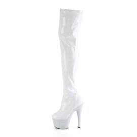 Pleaser BEJEWELED-3000-7 Bota Alta Plataforma Holo Metalizado Blanco EU-44 / US-14