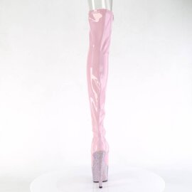 Pleaser BEJEWELED-3011-7 Bota Alta Plataforma Holo Metalizado Rosa Claro EU-35 / US-5