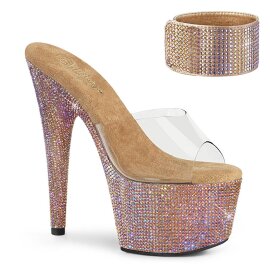Pleaser BEJEWELED-712RS Zapato Abierto Plataforma Metalizado Transparente Oro Rosado Claro EU-35 / US-5