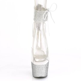 Pleaser BEJEWELED-724RS Sandalia de Tacón Plataforma Metalizado Plata Transparente EU-35 / US-5