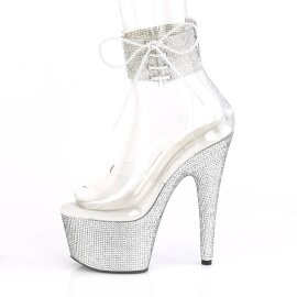 Pleaser BEJEWELED-724RS Sandalia de Tacón Plataforma Metalizado Plata Transparente EU-35 / US-5