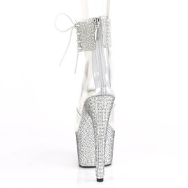 Pleaser BEJEWELED-724RS Sandalia de Tacón Plataforma Metalizado Plata Transparente EU-35 / US-5