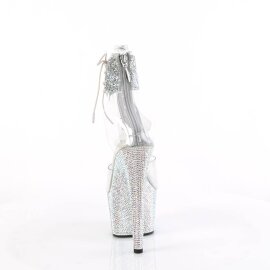 Pleaser BEJEWELED-724RS-02 Sandalia de Tacón Plataforma Metalizado Plata Transparente EU-35 / US-5