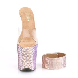 Pleaser BEJEWELED-812RS Zapato Abierto Plataforma Metalizado Transparente Oro Rosado Claro EU-35 / US-5