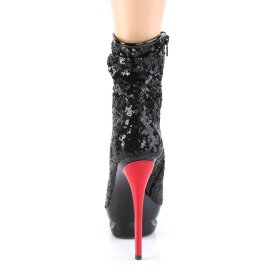 Pleaser BLONDIE-R-1009 Botín Plataforma Metalizado Negro Rojo EU-36 / US-6