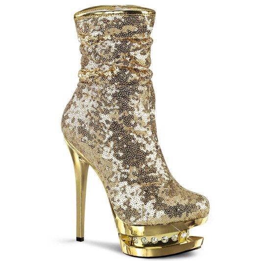 Pleaser BLONDIE-R-1009 Botín Plataforma Metalizado Dorado EU-36 / US-6