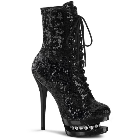 Pleaser BLONDIE-R-1020 Botín Plataforma Metalizado Negro Rojo EU-35 / US-5