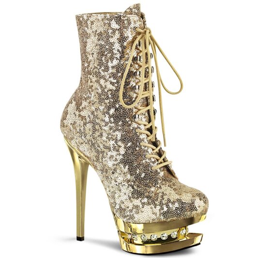 Pleaser BLONDIE-R-1020 Botín Plataforma Metalizado Dorado EU-37 / US-7