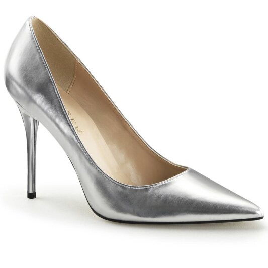Pleaser CLASSIQUE-20 Tacones Metálico Plata EU-35 / US-5