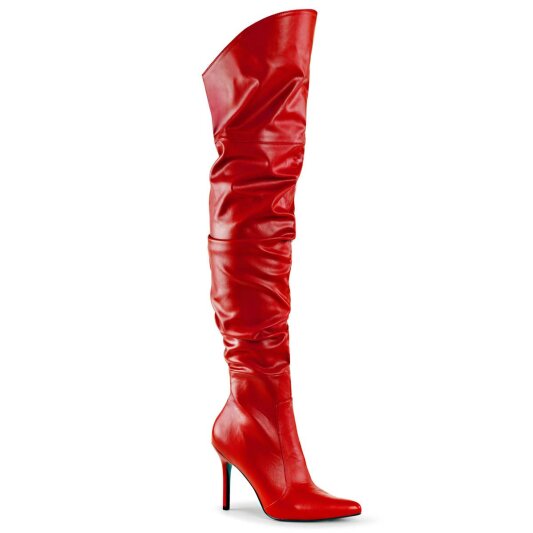 Pleaser CLASSIQUE-3011 Bota Alta Cuero Sintético Rojo EU-39 / US-9