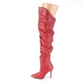Pleaser CLASSIQUE-3011 Bota Alta Cuero Sintético Rojo EU-39 / US-9