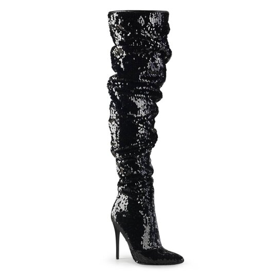 Pleaser COURTLY-3011 Bota Alta Metalizado Negro EU-38 / US-8