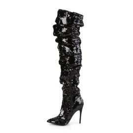 Pleaser COURTLY-3011 Bota Alta Metalizado Negro EU-38 / US-8