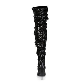 Pleaser COURTLY-3011 Bota Alta Metalizado Negro EU-38 / US-8