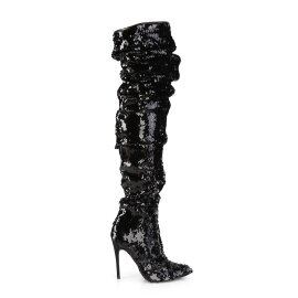 Pleaser COURTLY-3011 Bota Alta Metalizado Negro EU-38 / US-8
