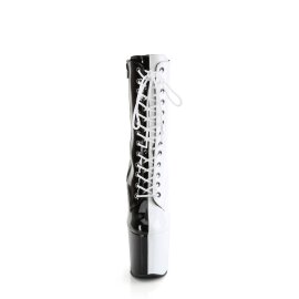 Pleaser CRAZE-1040TT Botín Plataforma Charol Negro Blanco EU-42 / US-12