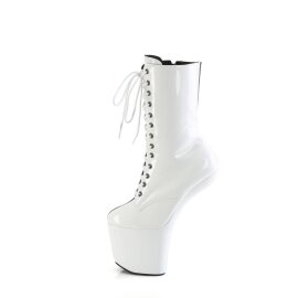 Pleaser CRAZE-1040TT Botín Plataforma Charol Negro Blanco EU-37 / US-7