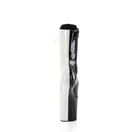 Pleaser CRAZE-1040TT Botín Plataforma Charol Negro Blanco EU-38 / US-8
