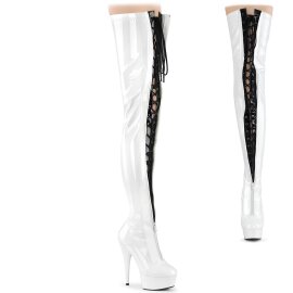 Pleaser DELIGHT-3027 Bota Alta Plataforma Charol Blanco...