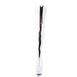 Pleaser DELIGHT-3027 Bota Alta Plataforma Charol Blanco...