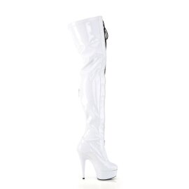 Pleaser DELIGHT-3027 Bota Alta Plataforma Charol Blanco EU-35 / US-5