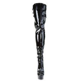 Pleaser DELIGHT-3055 Bota Alta Plataforma Charol Negro...