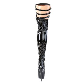 Pleaser DELIGHT-3055 Bota Alta Plataforma Charol Negro EU-36 / US-6