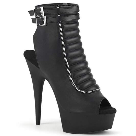 Pleaser DELIGHT-600-18 Botín Plataforma Cuero Sintético Negro EU-37 / US-7