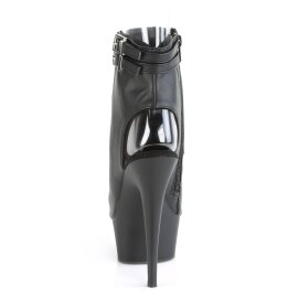 Pleaser DELIGHT-600-18 Botín Plataforma Cuero Sintético Negro EU-37 / US-7