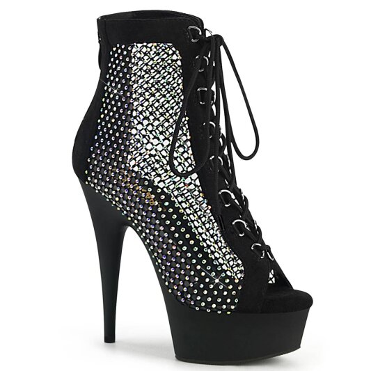 Pleaser DELIGHT-600-33RM Botín Plataforma Ante Sintético Metalizado Negro EU-38 / US-8