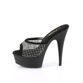 Pleaser DELIGHT-601-6RM Zapato Abierto Plataforma Ante Sintético Metalizado Negro EU-35 / US-5