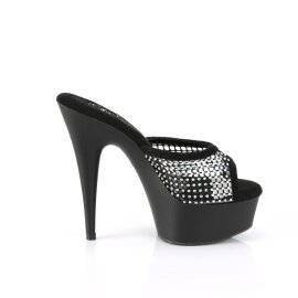 Pleaser DELIGHT-601-6RM Zapato Abierto Plataforma Ante Sintético Metalizado Negro EU-35 / US-5