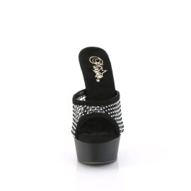 Pleaser DELIGHT-601-6RM Zapato Abierto Plataforma Ante Sintético Metalizado Negro EU-38 / US-8