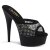 Pleaser DELIGHT-601-6RM Zapato Abierto Plataforma Ante Sintético Metalizado Negro EU-38 / US-8