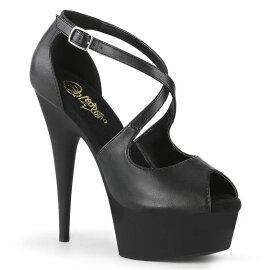 Pleaser DELIGHT-621 Sandalia de Tacón Plataforma Cuero Sintético Negro EU-36 / US-6