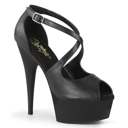 Pleaser DELIGHT-621 Sandalia de Tacón Plataforma Cuero Sintético Negro EU-38 / US-8